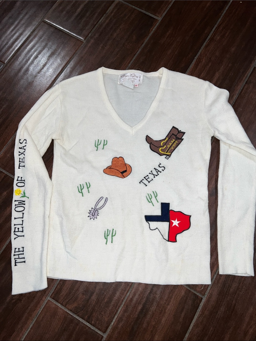 Dyane Taylor vintage Embroidered V-Neck Sweater